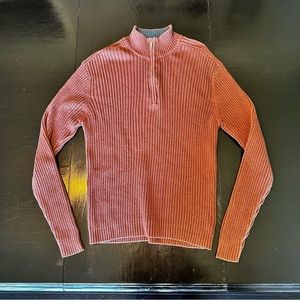 vintage Retro Levi’s Red Tab Corduroy Medium Sweater Brown Tight 1/4 Zip